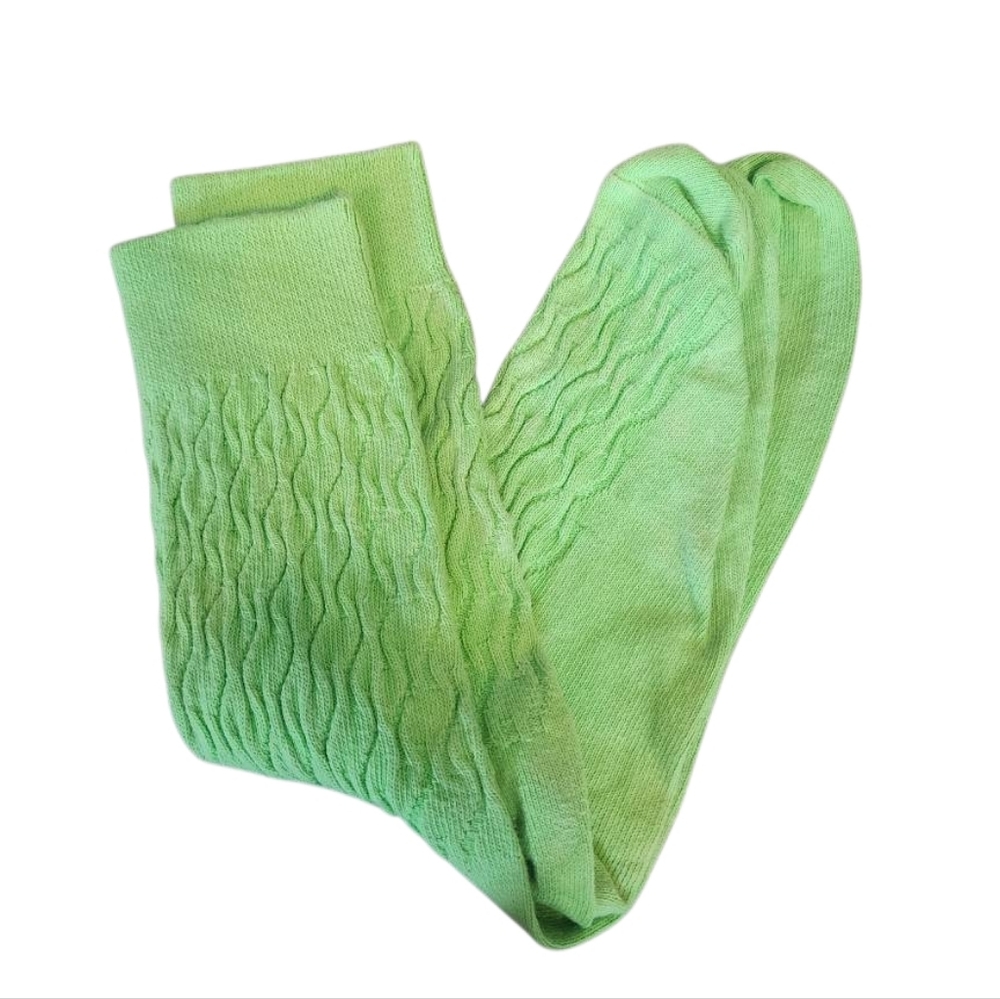 Vintage 80s Bonjour Green Cable Knit Socks